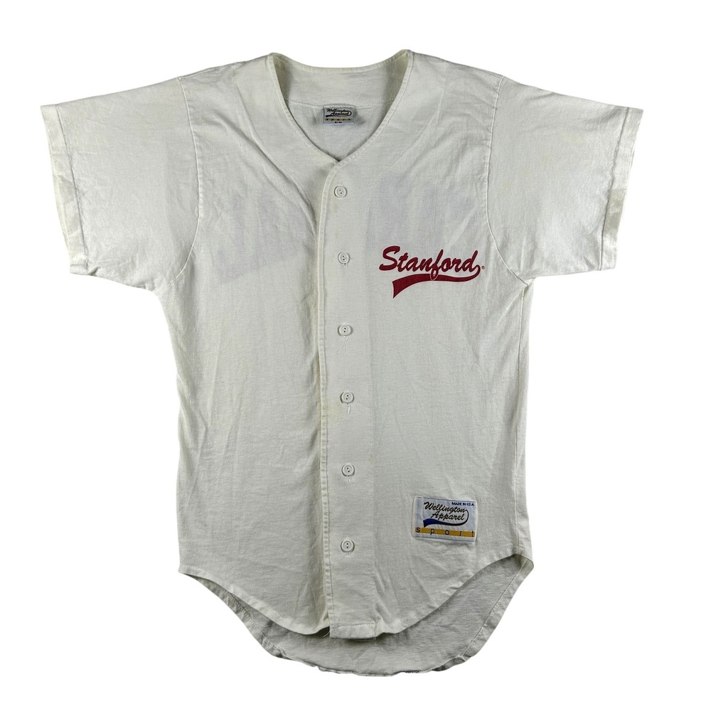 Vtg Stanford Cardinal Jersey Mens Medium NCAA Baseball Wellington Apparel 90s